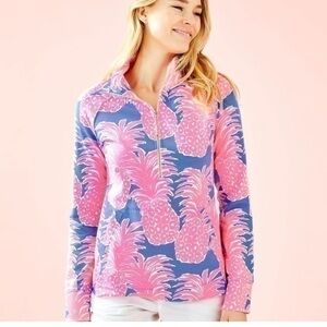 Lilly Pulitzer Pink Pineapple Popover Top